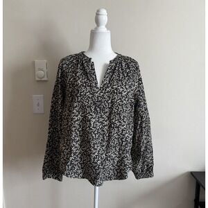 NWT Universal Thread Womens Medium 100% Cotton Floral Corduroy Top Black Green